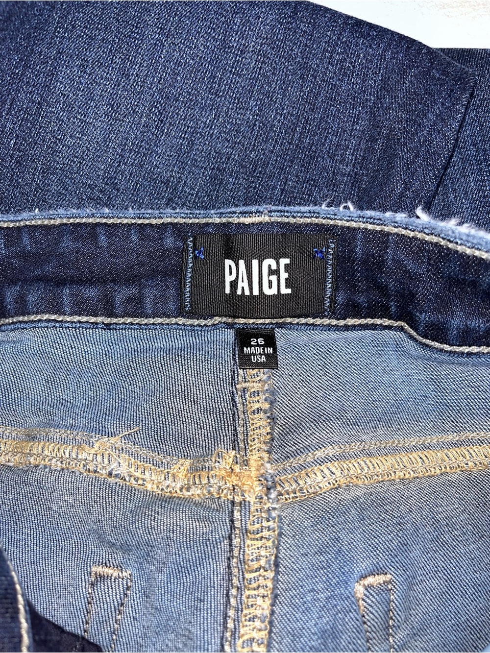 PAIGE Brigitte Slim Straight Jeans Women 26 Dark Wash Distressed Stretch Denim - Picture 5 of 6